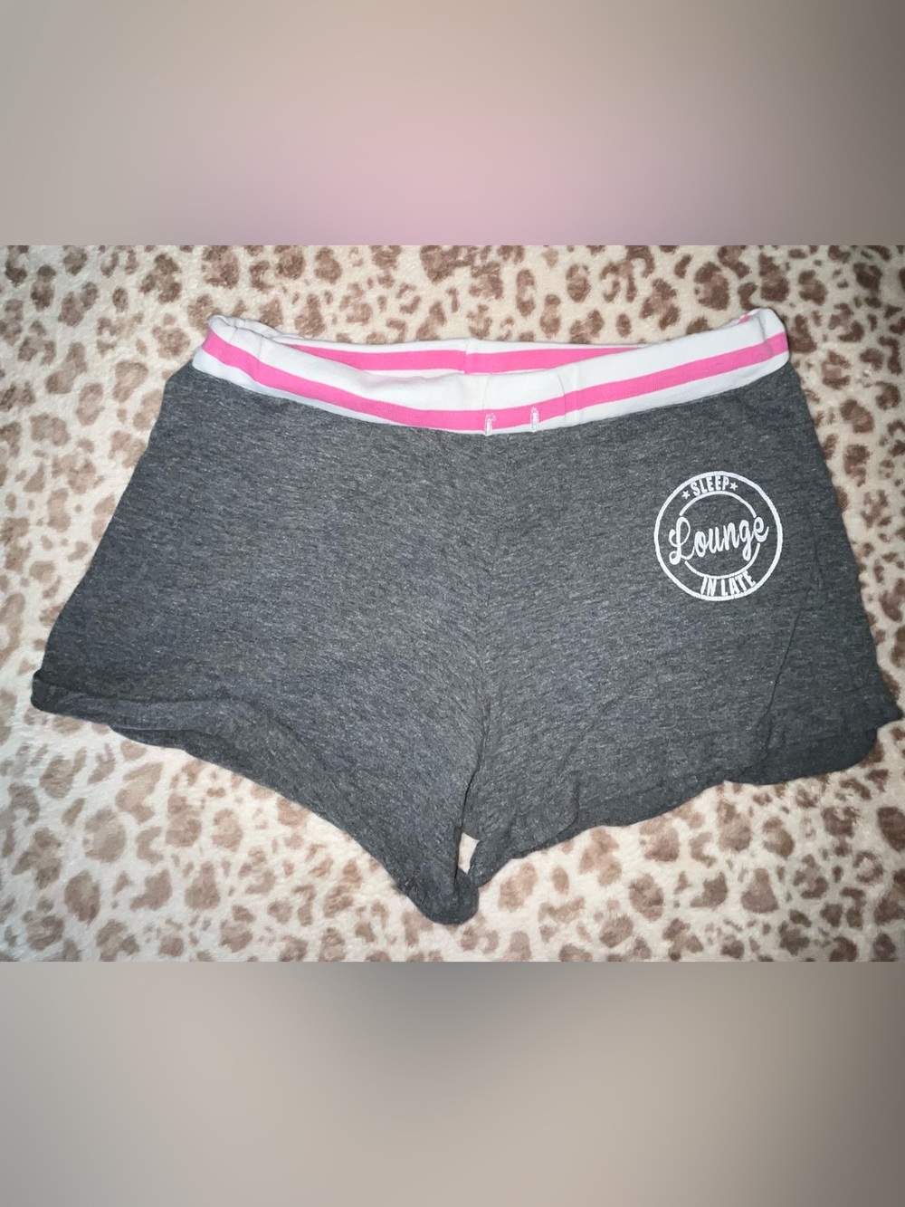 Gray & Pink Waistband Women's Lounge Shorts
